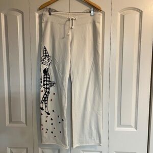 Lucky Brand Vintage Y2K Paris Harlequin Doll Off White Size Medium Sweatpants